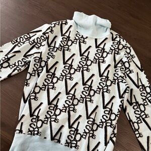 V Sabat White and Brown Patterned Sweater
